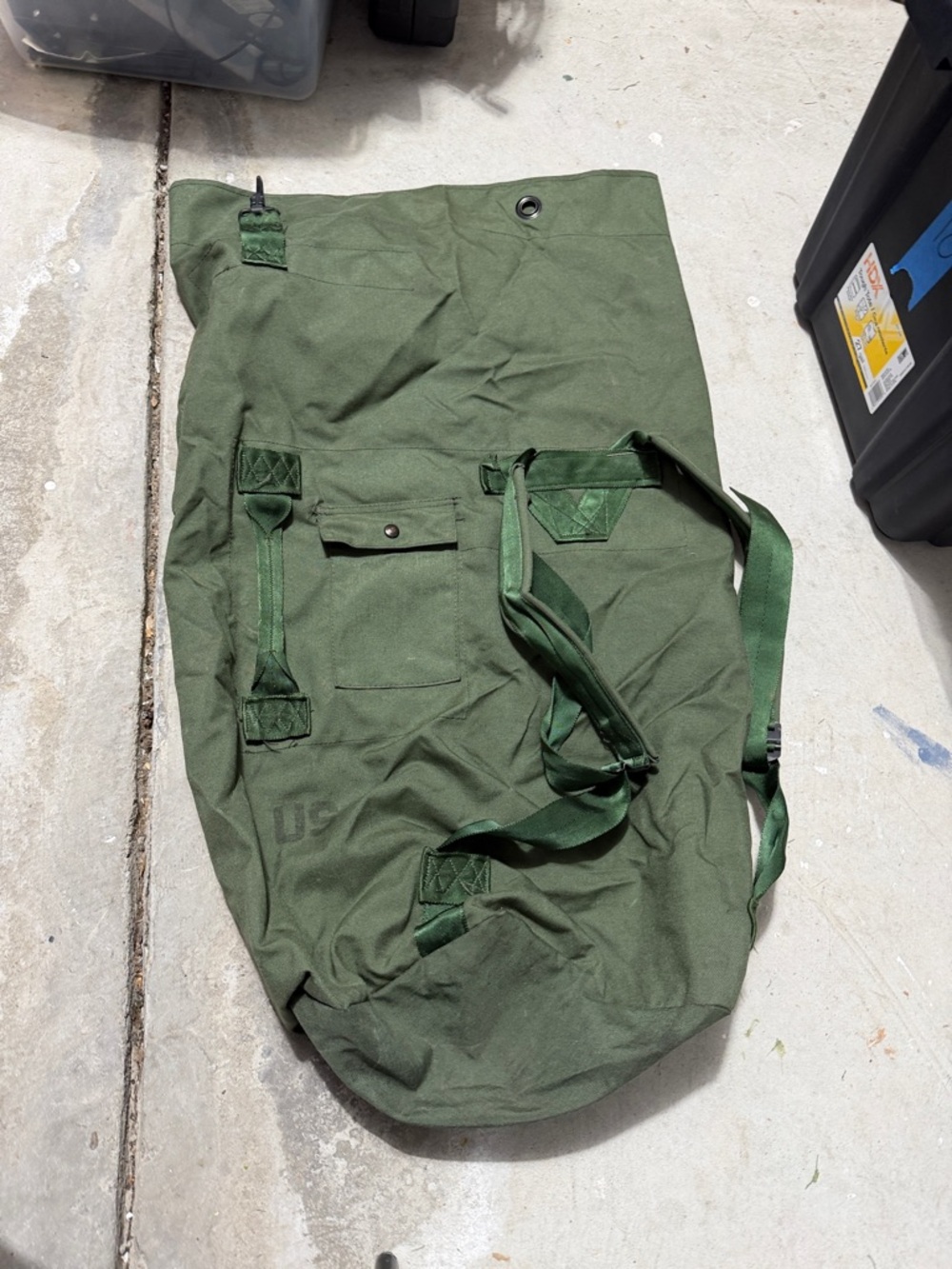 Military-Style Olive Green Canvas Duffel Bag